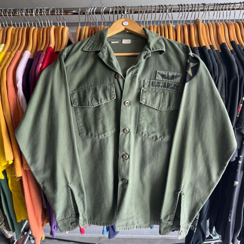 Vintage US Army OG-107 Utility Field Button Up Shirt
